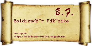 Boldizsár Füzike névjegykártya